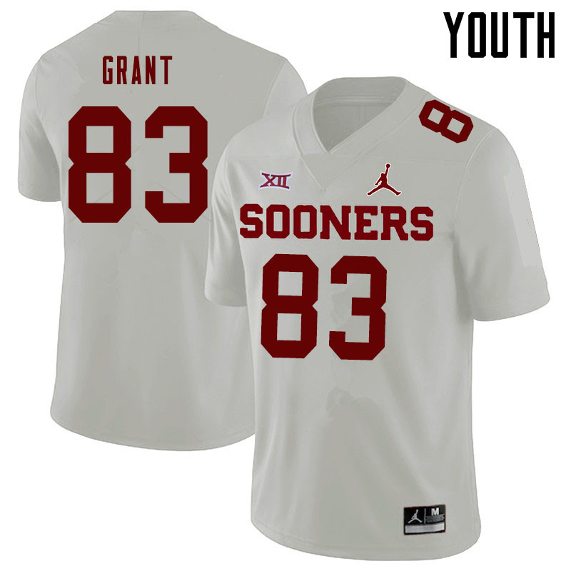 Jordan Brand Youth #83 Cason Grant Oklahoma Sooners College Football Jerseys Sale-White